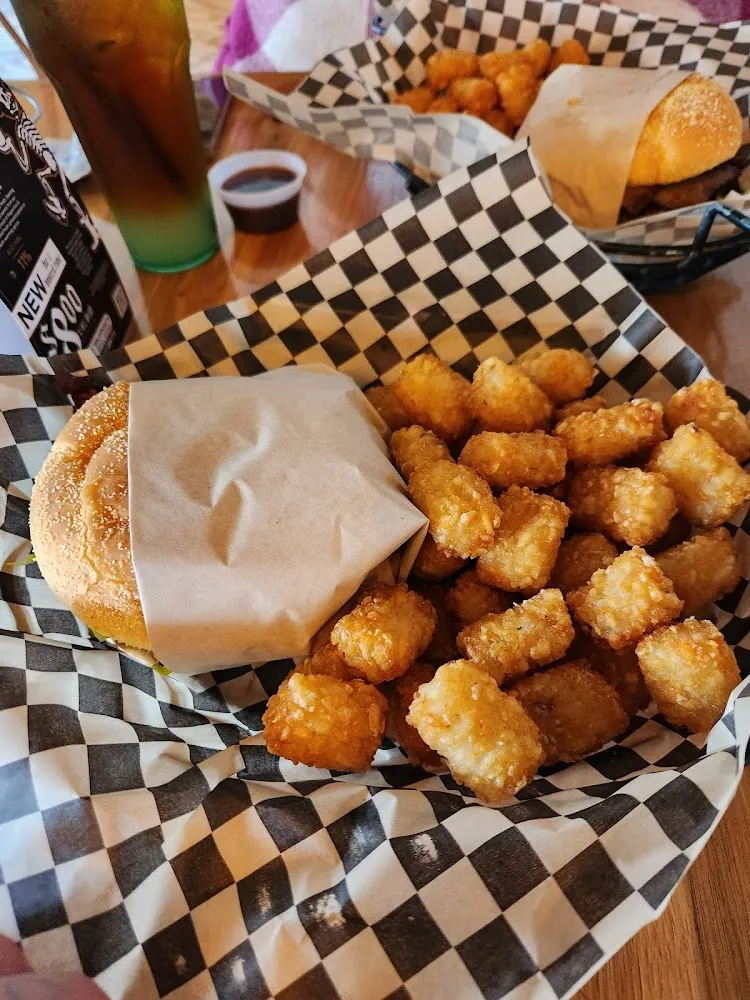 Brisket Burger and Tator Tots